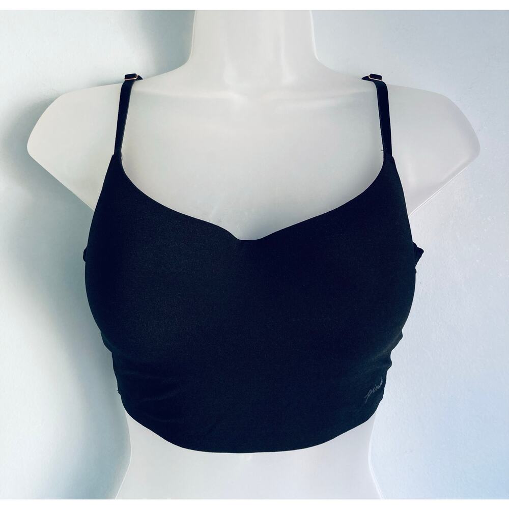 PINK Victoria's Secret Wireless Lightly Lined Longline Bralette Black Medium
